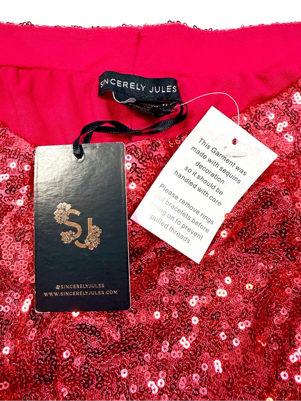 NWT Sincerely Jules Pink Sequin Elastic Pants Size L WATCH VIDEO TO SEE SPARKLE - Picture 9 of 10